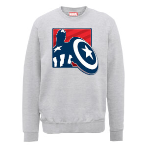 Marvel Avengers Assemble Captain America Badge Outline Sweatshirt - Grey