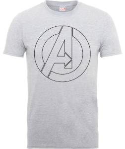T-Shirt Marvel Avengers Assemble Captain America Outline Logo - Grigio
