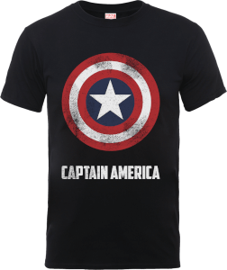 T-Shirt Homme Marvel Avengers Assemble - Captain America Bouclier Logo - Noir