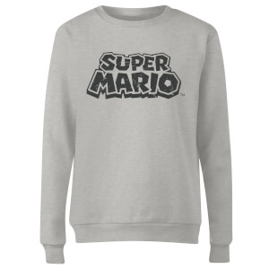 Nintendo Super Mario Distressed Logo Women's Sweatshirt - Grey