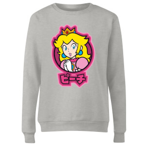 Nintendo Super Mario Peach Kanji Women's Sweatshirt - Grey