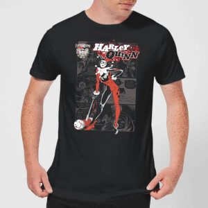 DC Comics Batman Harley Quinn Comic Page T-Shirt - Black