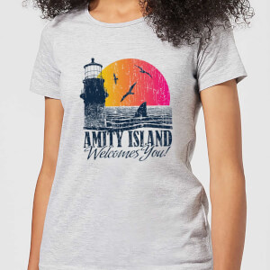 Camiseta Tiburón Welcome To Amity Island - Mujer - Gris