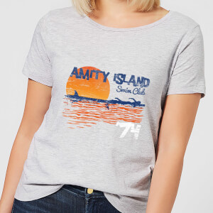 Camiseta Tiburón Amity Swim Club - Mujer - Gris