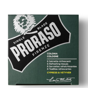 Proraso Refreshing Tissues chusteczki odświeżające – Cypress and Vetyver (6 szt.)
