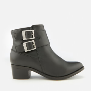 Barbour International Women's Inglewood Leather Buckle Heeled Ankle Boots - Black