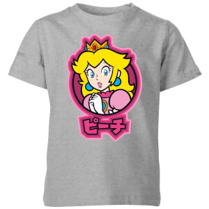 Nintendo Super Mario Peach Kanji Kinder T-Shirt - Grau