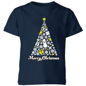 Nintendo Weiß Christmas Merry Christmas Kinder T-Shirt - Navy Blau
