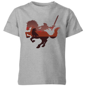 Nintendo The Legend Of Zelda Horse Silhouette Kinder T-Shirt - Grau