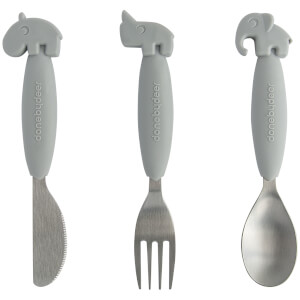 Done by Deer Yummyplus Easy Grip Cutlery Set - Grey