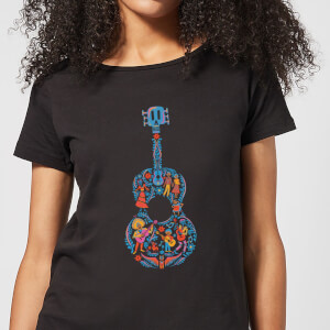 Coco Guitar Pattern Women's T-Shirt - Black