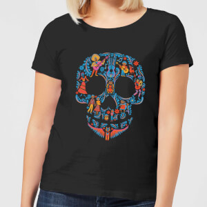 Coco Skull Pattern Women's T-Shirt - Black