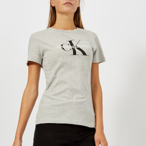 Calvin Klein Jeans Women's Core Monogram Logo Regular Fit T-Shirt - Light Grey Heather
