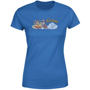 The Flintstones Family Car Distressed Women's T-Shirt - Royal Blue