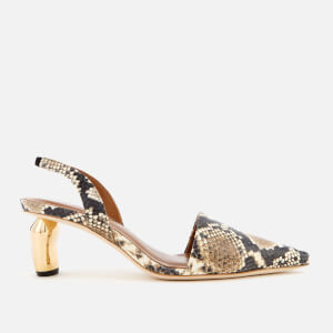 Rejina Pyo Women's Conie Slingback Heeled Mules - Snake Beige Upper/Gold Heel