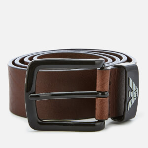 Emporio Armani Men's Vitello Mosso Leather Belt - T.Moro
