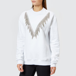 MSGM Women's Crystal Detail Sweatshirt - White