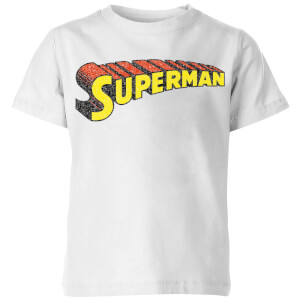 DC Superman Telescopic Crackle Logo Kids' T-Shirt - White