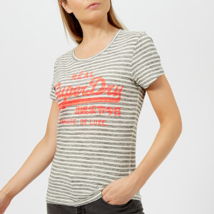 Superdry Women's Vintage Logo Stripe Entry T-Shirt - Outre Grey/White Stripe