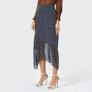 RIXO Women's Leandra Midi Skirt With Dropped Hem - Blue