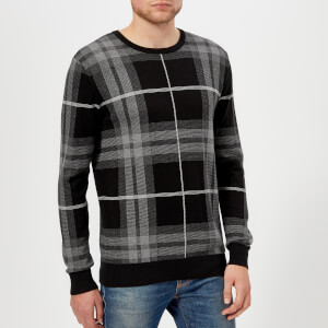 Barbour Men's Tartan Jacquard Crew Knitted Jumper - Graphite