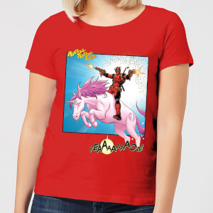 T-Shirt Femme Deadpool Et Licorne De Combat - Rouge