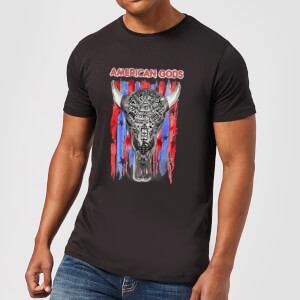 T-Shirt Homme American Gods Tête de Mort et Drapeau Américain - Noir