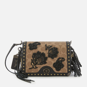 Coach 1941 Women's Exclusive Floral Signature Print Dinky 19 Cross Body Bag - Tan/Black