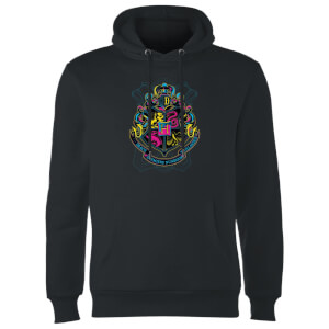 Harry Potter Neon Hogwarts Crest Hoodie - Black