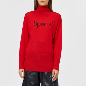 Christopher Kane Women's Special Intarsia High Neck Top - Dark Red