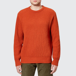 Universal Works Men's Fisherman Rib Crew Knit Jumper - Orange