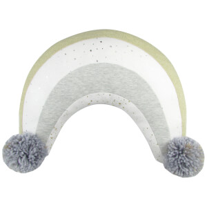 Albetta Decorative Rainbow Pom Pom Cushion - Grey/Gold