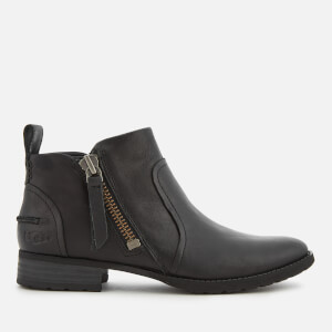 UGG Women's Aureo Full Grain Leather Flat Ankle Boots - Black