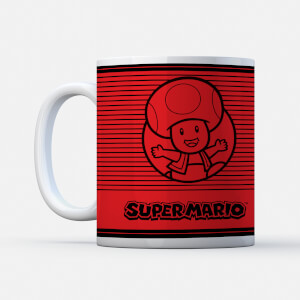 Nintendo Super Mario Toad Retro Line Art Colour Mug