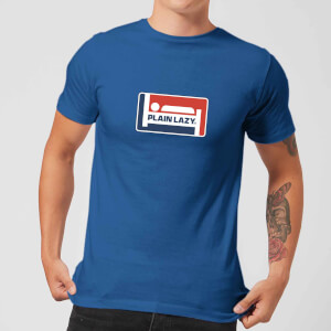 Plain Lazy Logo Print Men's T-Shirt - Royal Blue