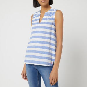 Joules Women's Juliette Sleeveless V Neck Top - Blue Cream Stripe