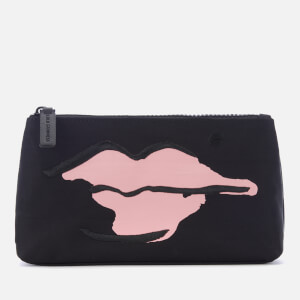 Lulu Guinness Women's Medium Beauty Spot T Seam Cosmetic Bag - Black/Dusky Pink