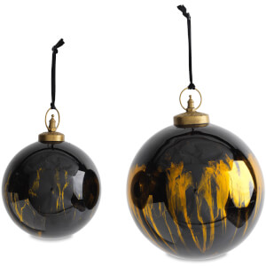 Nkuku Danoa Giant Round Christmas Bauble - Aged Amber and Black - Small