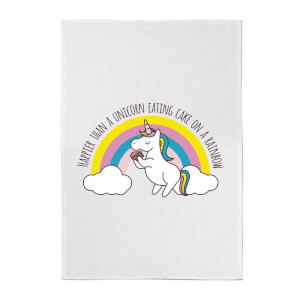 Happier Than A Unicorn Eating Cake Cotton Tea Towel