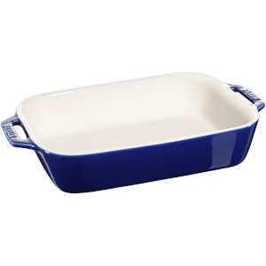 Staub Ceramic Rectangular Gratin Dish - 27cm x 20cm Dark Blue