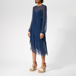 See By Chloé Women's Silk Midi Dress - Obscure Blue
