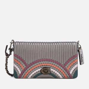 Coach Women's Dinky Bag with Colorblock Deco Quilting and Rivets - Metallic Graphite Multi