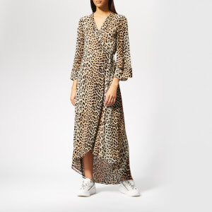 Ganni Women's Mullin Georgette Wrap Dress - Leopard