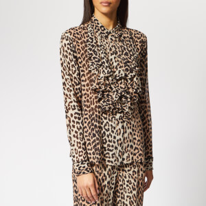 Ganni Women's Mullin Georgette Blouse - Leopard
