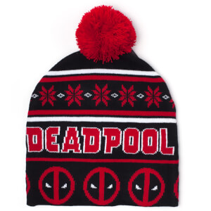 Marvel Deadpool Men's Christmas Beanie Hat - Black