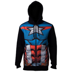 Marvel Avengers Men's Captain America Sublimated Hoody - Navy