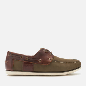 Barbour Men's Capstan Leather Boat Shoes - Olive/Mahogany