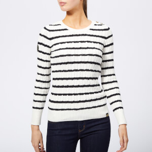 Superdry Women's Croyde Bay Cable Knit Jumper - Cream/Navy Stripe