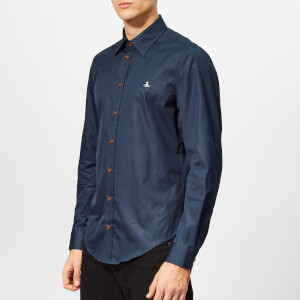 Vivienne Westwood Men's Firm Poplin Classic Extra Slim Long Sleeve Shirt - Navy