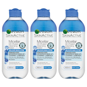 Garnier Micellar Water Facial Cleanser Delicate Skin and Eyes 400ml (3 Pack)